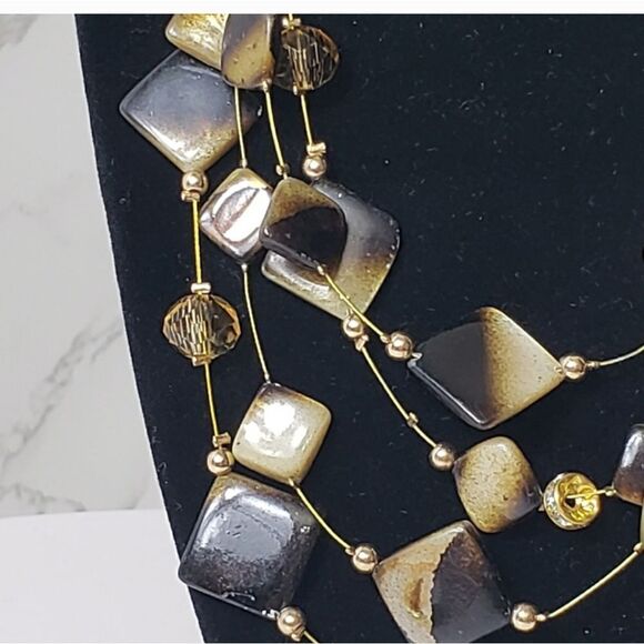 MULTI-STRAND Glass Beaded Wire Necklace - Picture 3 of 8